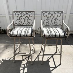 Darling Pair Of Counter Height Swivel Patio Chairs. 