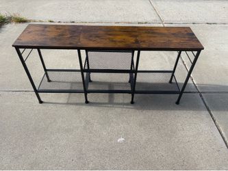 Industrial Console Table with Shelves