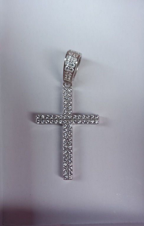 CZ Mid-size Sterling Silver Cross 