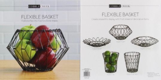 FLEXIBLE BLACK WIRE BASKET• FOLD INTO FIVE DIFFERENT SHAPES!