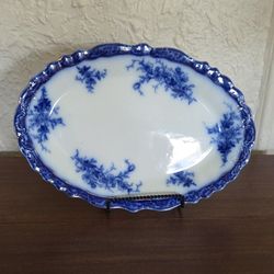 Large Flow Blue Platter. 14" x 10", Has Small Chip On The Back.