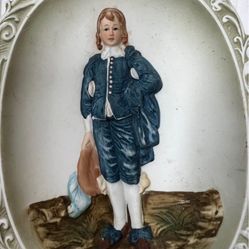 VTG Lefton china porcelain wall bisque plaque “ The Blue Boy”