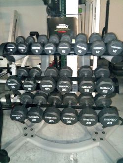 Ivanko 5 40 rubber dumbbell set for Sale in North Las Vegas NV