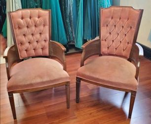 Mid Century Tufted Pink Velvet Chairs