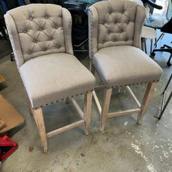 Yarmouth Upholstered Counter Stool with Solid Wood Frame (Set of 2)