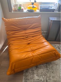 Togo Sofa One Seater Microfiber Leather Burnt Orange