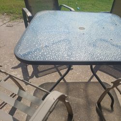 Patio Glass  Table 6 Oak Chairs Excellent Condition Can Deliver Okc Area 30