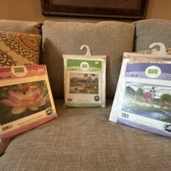 Cross Stitch Kits with DMC Thread – Lotus & Village Scenes”