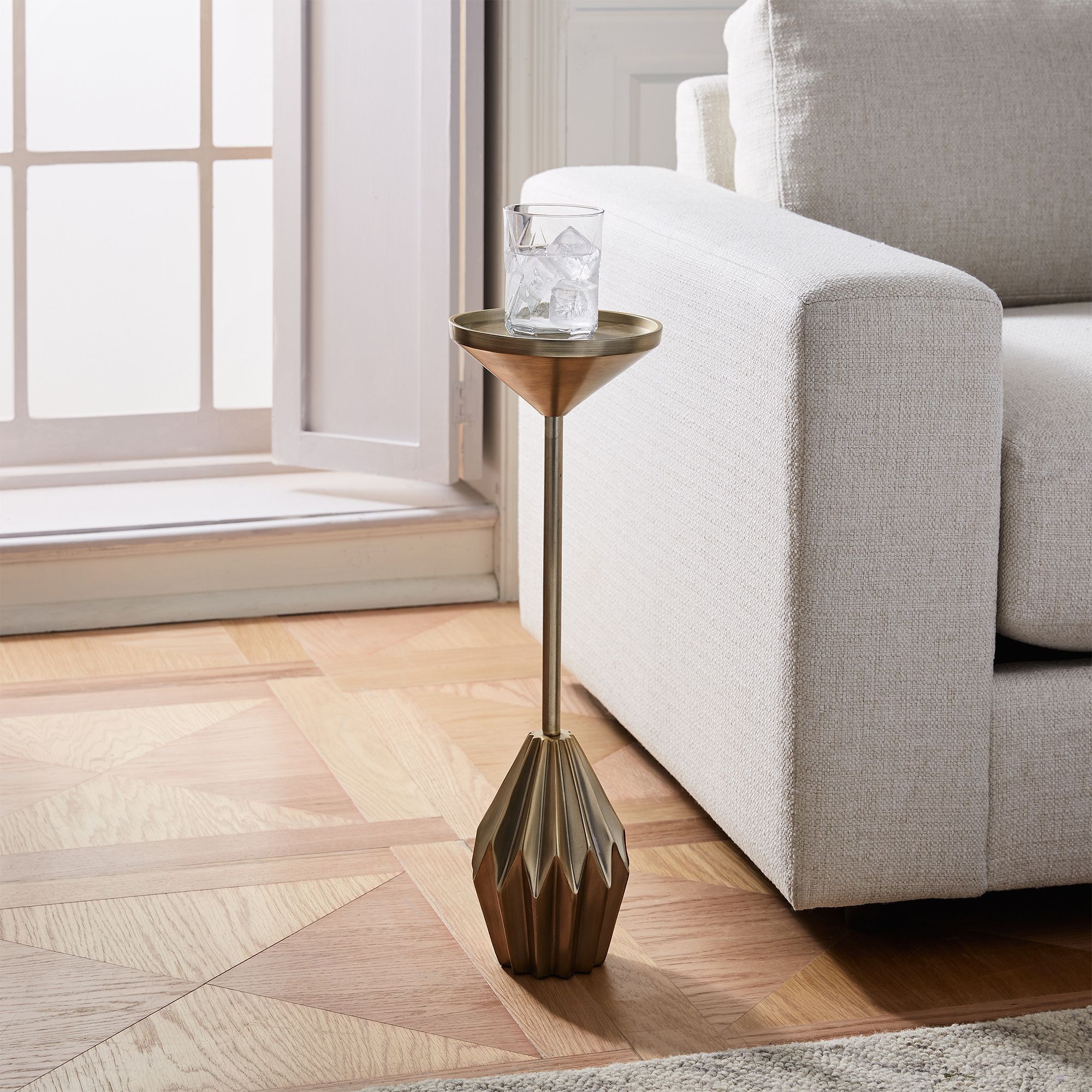 Faceted Brass Drink Table