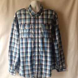 Ecko Unltd men's blue plaid long-sleeve button-down shirt size 3XL