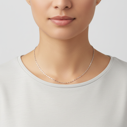 18K White Gold 16" Bar Link Chain