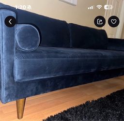 FREE navy blue suede couch!!! PICK UP TODAY ONLY!