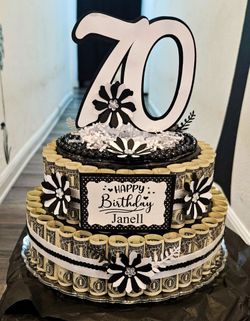 70 birthday  money cake