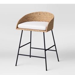 24" Landis Wicker Backed Counter Height Barstool with Cushion and Footrest White/Black- Threshold™ 