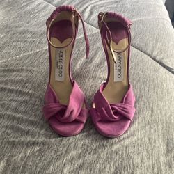 Jimmy Choo Marion Suede Heels  Size 35.5 Purple/Magenta Ankle Strap Sandal
