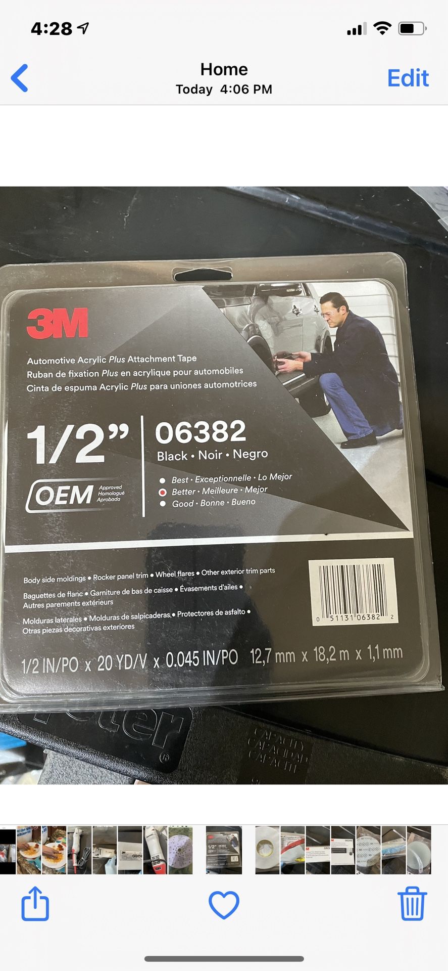 3M 06382 Automotive Acrylic Plus Attachment Tape
