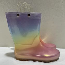 Target brand girls size 12 pastel rainbow colored rain boots