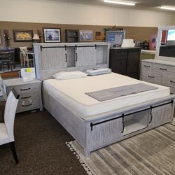 king bed, dresser with mirror and 1 nightstand