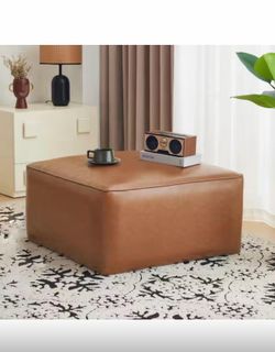 Roomfitters PU Leather Modern Square Upholstered Ottoman, Minimalist Coffee Table or Footrest - Brown 79 120$