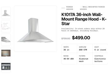 36-inch Wall-Mount Range Hood - K-Star