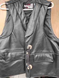 All American Rider Black Leather Biker Vest