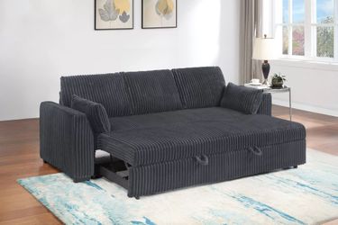 Brand New Dark Grey Corduroy Adjustable Sofa Sleeper