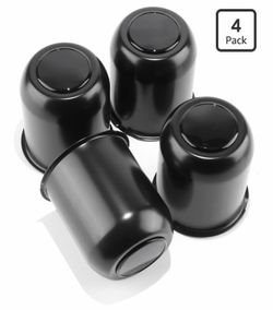 4Pcs 3.74" Push Through Wheel Center Caps Stainless Trailer Hub Cap for Truck SUV RV Wheel Rim (Fit 3.74" Bore 4.33" H Matt Black)