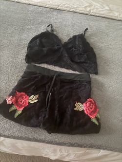 Black Lace Bralette and Shorts Set