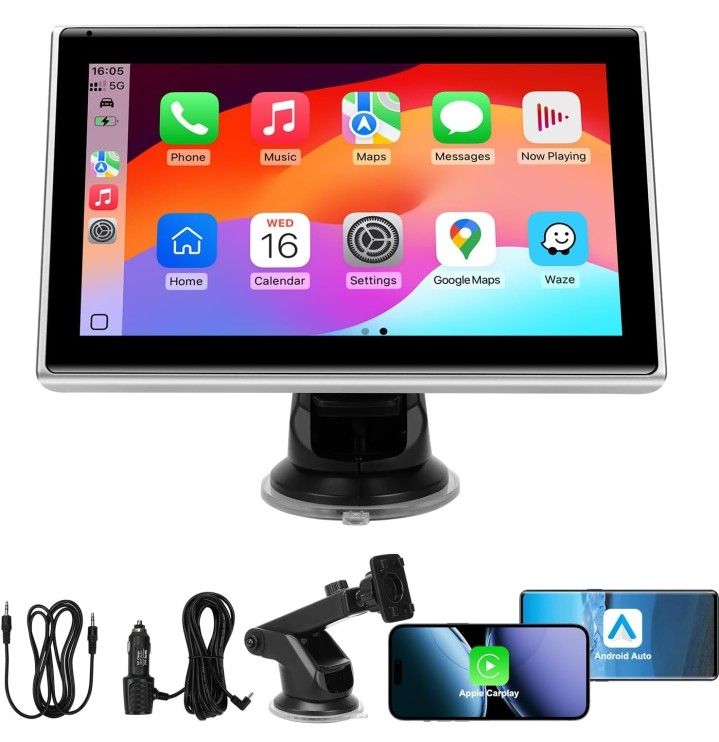 7" Portable Wireless CarPlay Screen