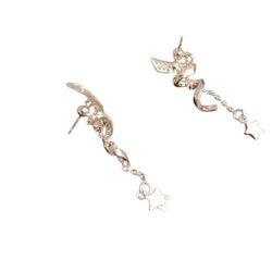 Beautiful Fairycore Silver Star Hang Earrings 