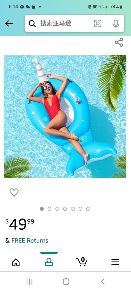 Giant Inflatable Pool Floats, Cute Narwhal Pool Floating with Cupholder, Adults for Lake Raft Lounge Inflatable Lounger, Kids Summer Water Hammock, S
