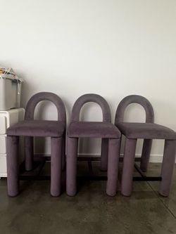 Forom: Lavender Velvet Bar Stools (Set of 3)