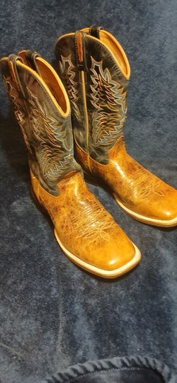 OLD WEST Cowboy Boots Mens 9D Worn Once Western Boots Blue/Brown Leather