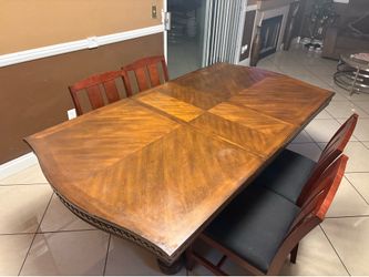 Wood Dining Table & 4 Chairs Set
