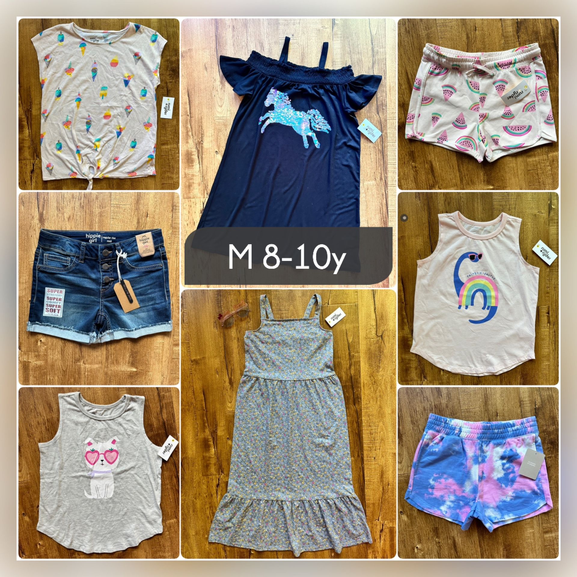 lot of summer clothes for a girl 8-10 years old.