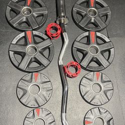 OLYMPIC WEIGHTS AND CURLBAR