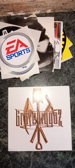 Gravediggaz logo sticker. It features the hip-hop group's signature gothic three crossed shovels, which was heavily utilized during the promotion of t