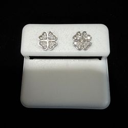 Moissanite Clover Sterling Silver Earrings