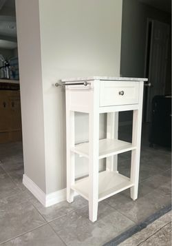 White Kitchen Island with Marble Top