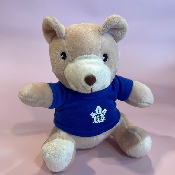 Toronto Maple Leafs Cream Teddy Bear for Baby Excellent Condition 7” tall EUC
