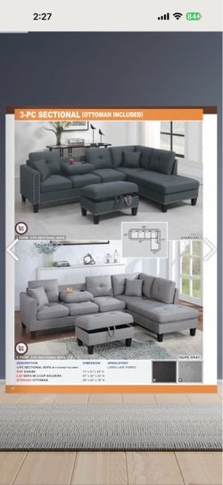 $390 sectional with ottoman couch