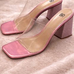 Pink rhinestone heel