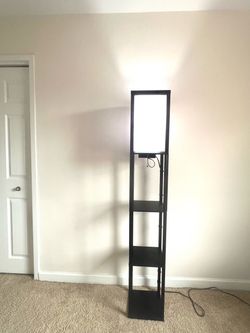 Modern Shelf Floor Lamp with Remote and Charging Ports