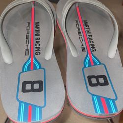 NWOT Porsche Martini Racing Flip Flops L 42-44