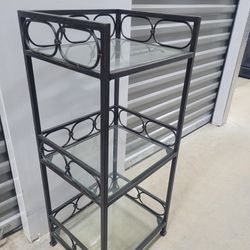 3 Tier Metal/ Glass Shelf Storage Cabinet