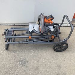 Ridgid Miter Saw and Miter Saw Stand with Mounting Braces