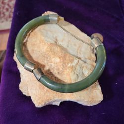 Jade Bangle With Safety Chain
