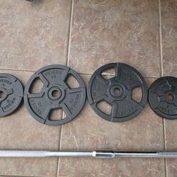 Standard 6' Straight Weight Bar And Weight Plates