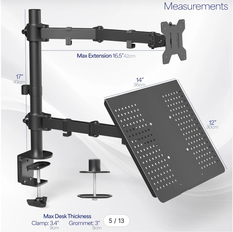 Vivo Single Monitor And Laptop Desk Mount