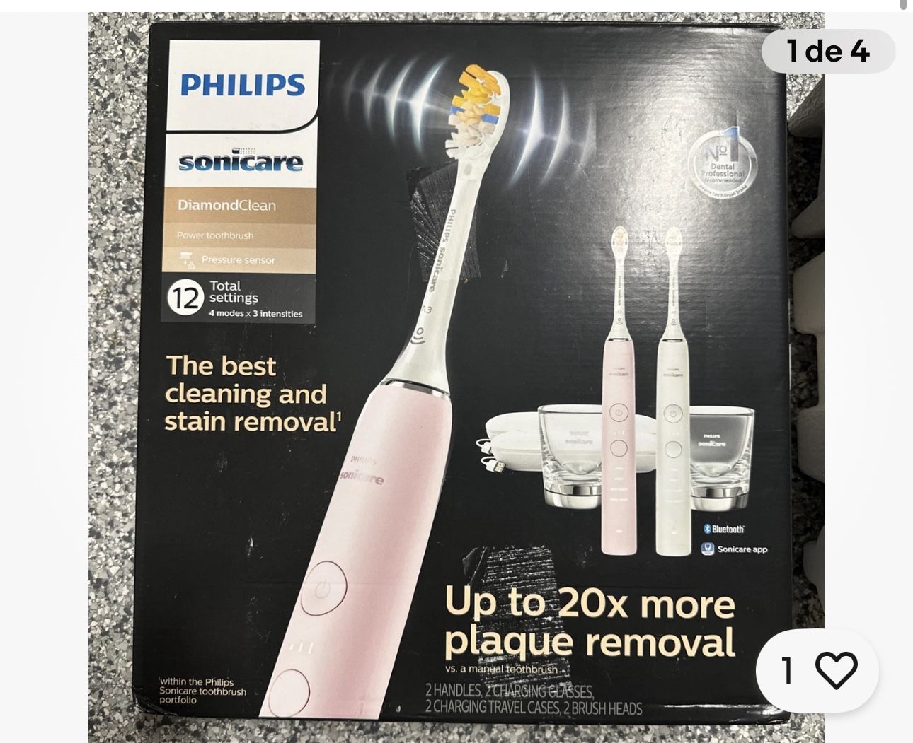 Philips Sonicare DiamondClean Power Toothbrush Set (Pink/White) Open Box - New